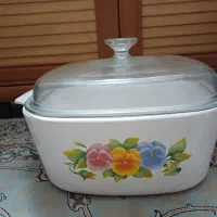 ظرف پیرکس گلدار آمریکایی قدیمی