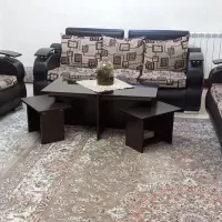 یک دست مبل هفت نفره چرمی همراه با جلو مبلی