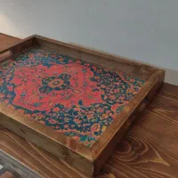 سینی رزین دسته چوبی