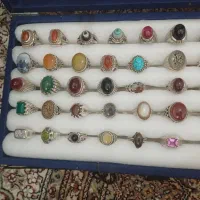 انگشتر نقره عقیق شجر فیروزه یاقوت|جواهرات|ارومیه, |دیوار