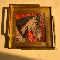 سینی آنتیک  رزینی طرح اسب