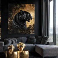 تابلو نقاشی پلنگ سیاه