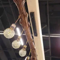 لوستر چوب طبیعی به همراه لامپ|لوستر و چراغ آویز|اهواز, کمپلو جنوبی|دیوار