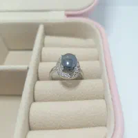 انگشتر نقره زنانه ، نگین حدید ، کاملا نو