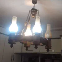 لوستر چوبی چهار شاخه فانوسی