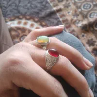 انگشتر نقره اوپال و عقیق یمن فروش فوری