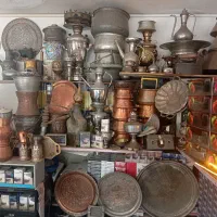 کلکسیونی قاجاری قدیمی/قابلمه مسی‌/آفتابه لگن روسی|کلکسیون اشیاء عتیقه|ملایر, |دیوار