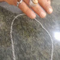 زنجیر نقره ۹۲۵ عیار بالا با دو تا انگشتر قدیمی