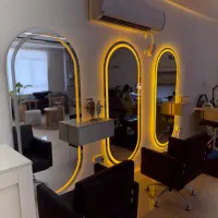 آینه فول لایت سالنی با صندلی کپ جک دار و استند رنگ