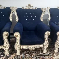 مبل ۷ نفره سورمه ای و فرش ۱۲متری