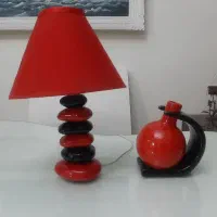 آباژور وگلدان ست طرح سنگی مشکی وقرمز|چراغ خواب و آباژور|تهران, حشمتیه|دیوار