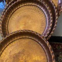 ست کامل لوازم مسی اصیل و قدیمی عتیقه ارزشمند