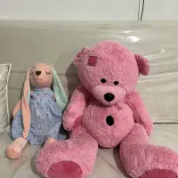 عروسک خرس صورتی و خرگوش صورتی