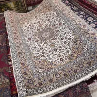 فرش ۶متری دستباف کاشان زمینه کرم ریزنقش