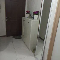 جاکفشی MDF سفید هایگلاس با آینه قدی