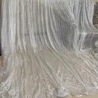 پرده حریر نقش دار سفید حدنو