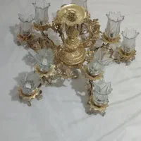 لوستر برنجی ۵شعله دوبل|لوستر و چراغ آویز|بیرجند, |دیوار