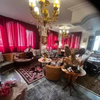 سه تکه پرده حریر ضخیم زرشکی با اضافه پارچه