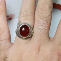 انگشتر نقره عقیق سرخ یمن طبیعی