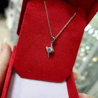 پلاک زنجیر جواهری نقره ( طرح تکنگین نقره اصلی )