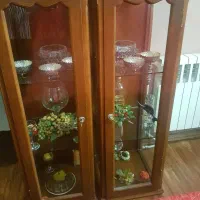 ست ویترین چوبی کلاسیک + دراور بزرگ سالم و تمیز
