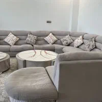 مبلمان ال راحتی همراه با دو میز با رویه ی رزینی|مبلمان خانگی و میز عسلی|تیران, |دیوار