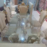 ست ناهارخوری ۶ نفره مجلل/مدل پرکار (بدنه استخوانی)