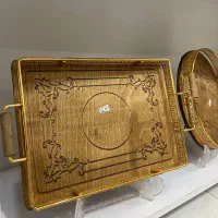 سینی مولکولی چوبی طلایی