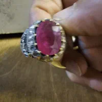 انگشترنقره۹۲۵جواهری بانگین یاقوت سرخ معدنی