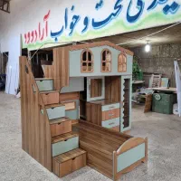 تخت دو طبقه سایز نوجوان مدل حصیر دار|تخت و سرویس خواب|مشهد, خواجه ربیع|دیوار