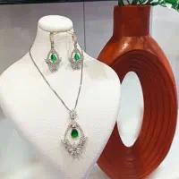 ست جواهر زمرد اشکی از نـقره شـاهـکار|جواهرات|ارومیه, |دیوار