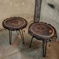 میز عسلی و‌ کنار مبلی روستیک‌ گردو