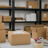 کارگر ساده بسته‌بندی محصولات فروشگاه اینترنتی