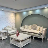 مبل فرانسوی کاجی(سندبلاست)آیینه قدی سفید طلایی|مبلمان خانگی و میز عسلی|تهران, شهرک امید|دیوار