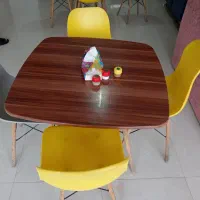 میز و صندلی پلاستیکی پایه چوبی