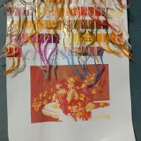 تابلوفرش نیمه کاره به همراه وسایل و دار