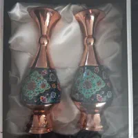 یک جفت گلدان مس وپرداز