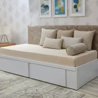 تخت یک نفره سفید نسکافه ای