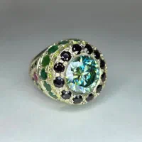 انگشتر نقره ککلکسیونی دستساز موزانایت+ سنگ طبیعی|جواهرات|تهران, بلوار کشاورز|دیوار