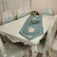 یک دست مبلمان استیل با ناهار خوری ۶ نفره و‌بوفه ست