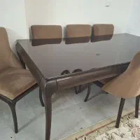 میز ناهارخوری ۸نفره بدون صندلی با شیشه