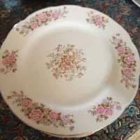 بشقاب چینی کوچک و پارچ استیل برنجی