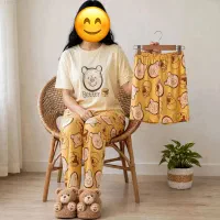 ست سه تیکه زنانه تیشرت شلوار شلوارک