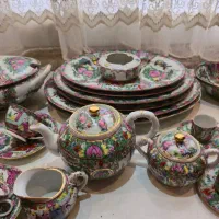 سرویس چینی گل مرغی۱۲نفر غذاخوری آنتیک نقاشی جهیزیه