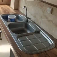 سینک ظرفشویی استیل دو لگنه + شیرآلات سالم