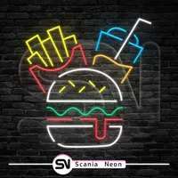 تابلو نئون فست فود و رستوران ، تابلو راهنما|ریسه و چراغ تزئینی|قزوین, |دیوار