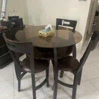 میز نهارخوری به همراه ۴ صندلی چوبی|میز و صندلی غذاخوری|سمنان, |دیوار