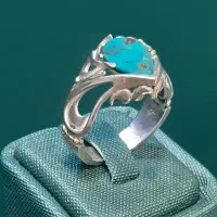 انگشتر مردانه  با سنگ فیروزه نشابور