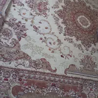 یه جفت فرش کرم گل برجسته ۹متری