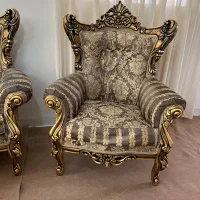 مبلمان نه نفره چوب گردو تر و تمیز و مرتب با عسلی|مبلمان خانگی و میز عسلی|زنجان, |دیوار